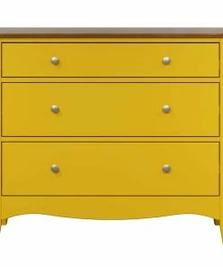 Kommode LISSABON - Gelb-braun - Teilmassiv - 100 Cm