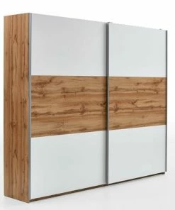 Schwebetürenschrank - Wotan Eiche-Alpinweiß - 218 Cm