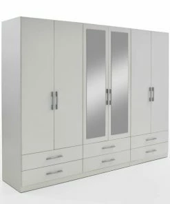 Drehtüren-Kombischrank - Alpinweiß - 6-türig