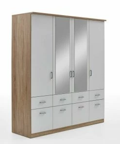 Kleiderschrank - Sonoma Eiche - Weiß - 181 Cm Breit