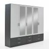 Kombi-Drehtürenschrank - Alpinweiß-grau Metallic - 226 Cm