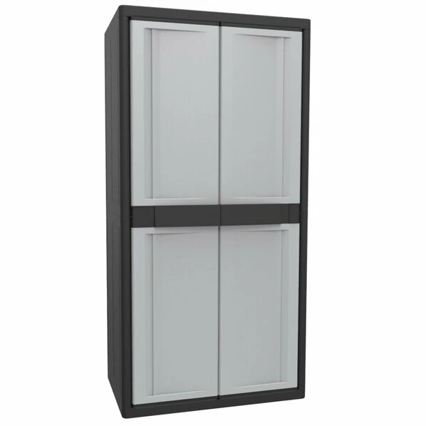 XL-Jumbo-Kunststoffschrank - Grau-schwarz - 180 Cm Hoch 1 XL-Jumbo-Kunststoffschrank - Grau-schwarz - 180 Cm Hoch