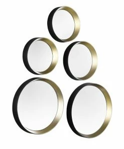 Dekospiegel-Set - Schwarz-gold - 5-teilig