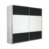 Schwebetürenschrank - Alpinweiß-grau Metallic - 226 Cm