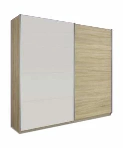 Schwebetürenschrank - Alpinweiß-Sonoma Eiche - 271 Cm