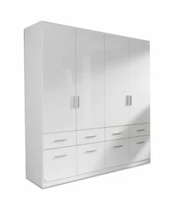 Kleiderschrank - Weiß Hochglanz - 181 Cm