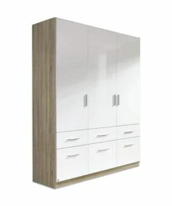 Kleiderschrank - Sonoma Eiche-weiß - 136 Cm