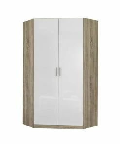 Eckkleiderschrank - Sonoma Eiche-weiß - 117 Cm