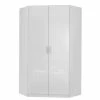 Eckkleiderschrank - Weiß Hochglanz - 117 Cm