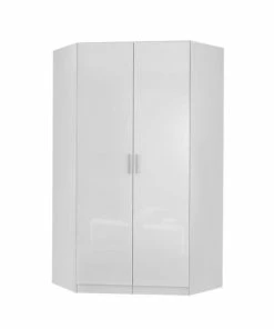 Eckkleiderschrank - Weiß Hochglanz - 117 Cm