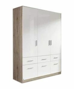 Kleiderschrank - Sanremo Eiche-weiß - 136 Cm