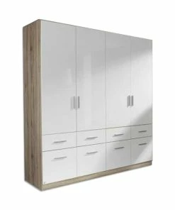 Kleiderschrank - Sanremo Eiche-weiß - 181 Cm
