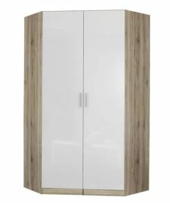 Eckkleiderschrank - Sanremo Eiche-weiß - 117 Cm