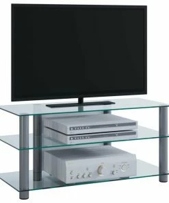 TV-Rack - Silber - Klarglas - 95 Cm Breit