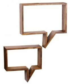 2er-Set Wandregal - Klar Lackiert - Sheesham Massiv