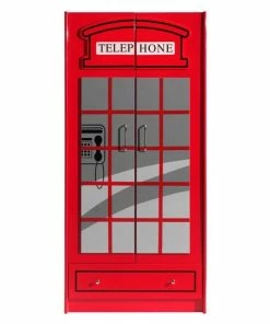 Drehtürenschrank LONDON - Rot - 90 Cm Breit