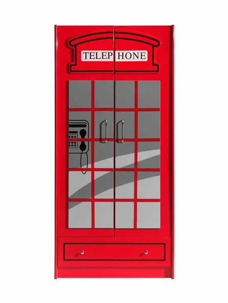 Drehtürenschrank LONDON - Rot - 90 Cm Breit 1 Drehtürenschrank LONDON - Rot - 90 Cm Breit