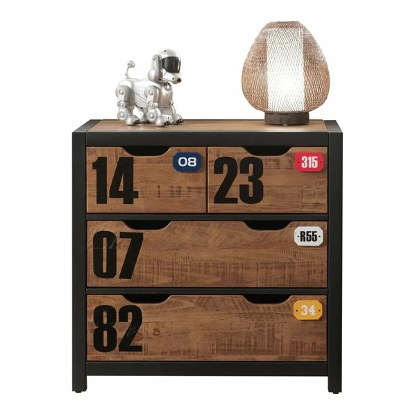 Kommode ALEX - Teilmassiv - 4 Schubkästen 1 Kommode ALEX - Teilmassiv - 4 Schubkästen