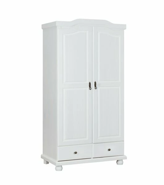 Drehtürenschrank REUTTE - Weiß - Kiefer Massivholz - 2-türig 1 Drehtürenschrank REUTTE - Weiß - Kiefer Massivholz - 2-türig