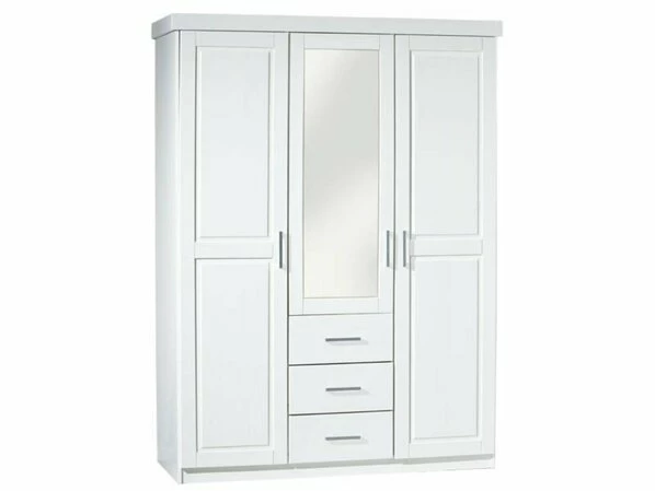 Drehtürenschrank GERALDO - Weiß - Kiefer Massiv - 140 Cm Breit 1 Drehtürenschrank GERALDO - Weiß - Kiefer Massiv - 140 Cm Breit