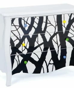 Kommode ALISHA - Weiß-schwarz - 95 Cm Breit