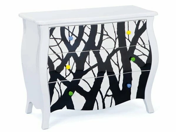 Kommode ALISHA - Weiß-schwarz - 95 Cm Breit 1 Kommode ALISHA - Weiß-schwarz - 95 Cm Breit