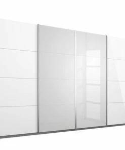 Schwebetürenschrank - Eiche San Remo Hell-weiß Hochglanz - 271 Cm