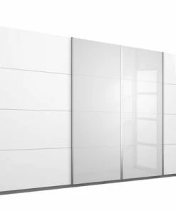 Schwebetürenschrank - Eiche San Remo Hell-weiß Hochglanz - 316 Cm