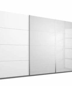 Schwebetürenschrank - Eiche San Remo Hell-weiß Hochglanz - 361 Cm