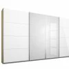 Schwebetürenschrank - Sonoma Eiche-weiß Hochglanz - 316 Cm