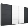 Schwebetürenschrank - Grau Metallic-weiß Hochglanz - 315 Cm