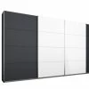 Schwebetürenschrank - Grau Metallic-weiß Hochglanz - 361 Cm