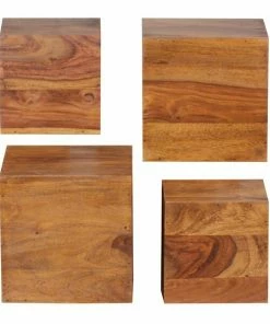 4er-Set Wandregale - Sheesham Massiv