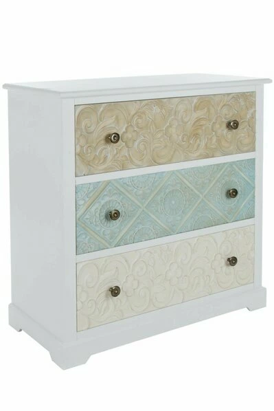 Kommode INEZ - Weiß - 3 Schubkästen 1 Kommode INEZ - Weiß - 3 Schubkästen