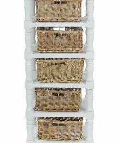 Regal Toscana - Weiß - Mit Rattankörben