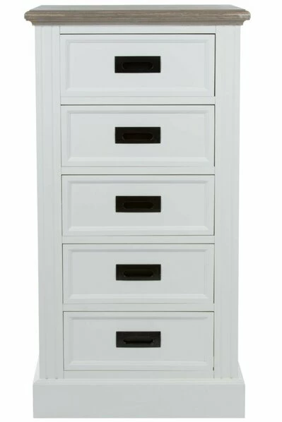 Kommode RITA - Weiß - 5 Schubkästen 1 Kommode RITA - Weiß - 5 Schubkästen