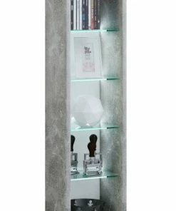 CD-DVD-Regal RASATO L - Beton-Optik - 77 Cm Hoch