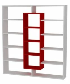 Bücherregal - Weiß - Rot - 135,7 Cm Hoch