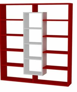 Bücherregal - Rot - Weiß - 135,7 Cm Hoch