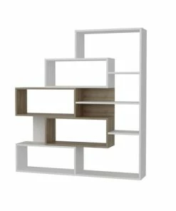 Bücherregal - Weiß-Walnuss - 151 Cm Hoch