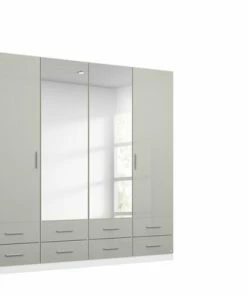 Drehtürenschrank - Alpinweiß-grau Hochglanz - 181 Cm - Verschiedene Höhen