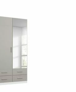Drehtürenschrank - Alpinweiß-grau Hochglanz - 91 Cm - Verschiedene Höhen