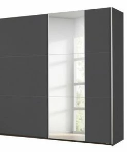 Schwebetürenschrank - Grau-metallic - Mit Spiegel - 218 Cm