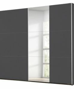 Schwebetürenschrank - Grau-metallic - Mit Spiegel - 261 Cm