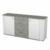 Sideboard RONDO - Weiß-Betonoptik - 170 Cm
