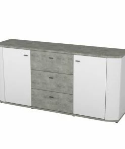 Sideboard RONDO - Weiß-Betonoptik - 170 Cm