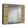 Drehtürenschrank - Schwarz - Atlantic Oak - Spiegel