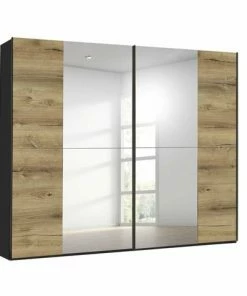 Schwebetürenschrank - Schwarz - Atlantic Oak - 239 Cm