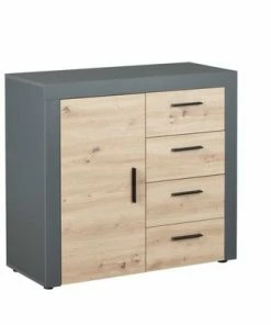 Kommode CORBETO - Anthrazit - Eiche Artisan - 94 Cm