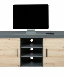 TV-Lowboard CORBETO - Anthrazit - Artisan Eiche - 134 Cm